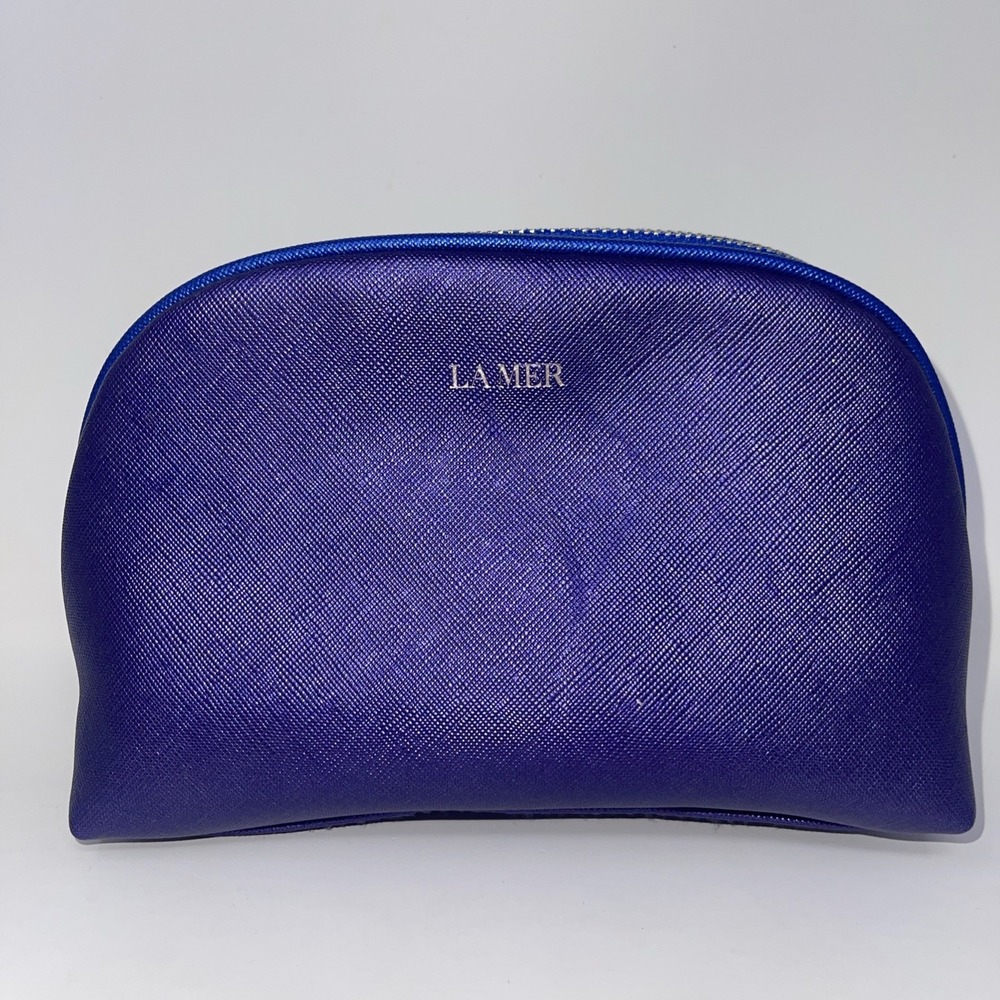 La mer purple Blue metallic Dome cosmetic bag Orange Inside